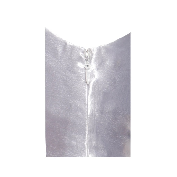 Miss circle white drawstring tie side, slit satin silky bridal midi dress - Picture 7 of 9